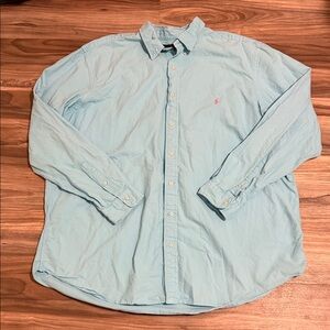 Ralph Lauren Shirt Mens 3XLT Light Blue Solid Oxford Button Down L/S Pony Logo